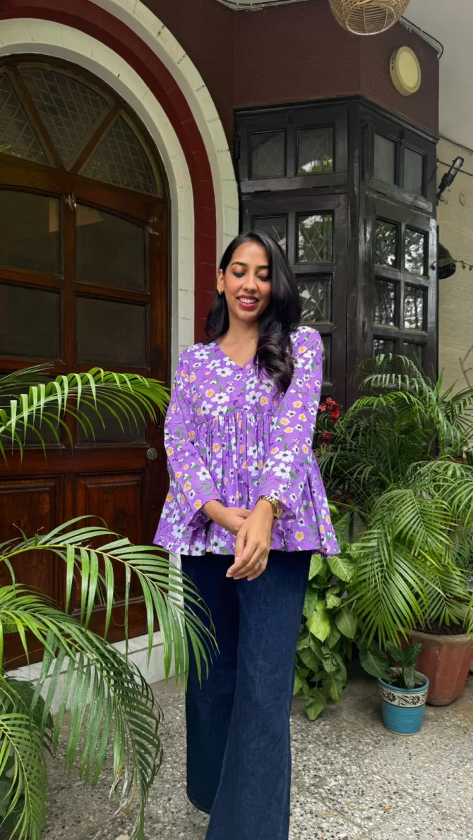 Dahlia Cotton Tunic - Purple