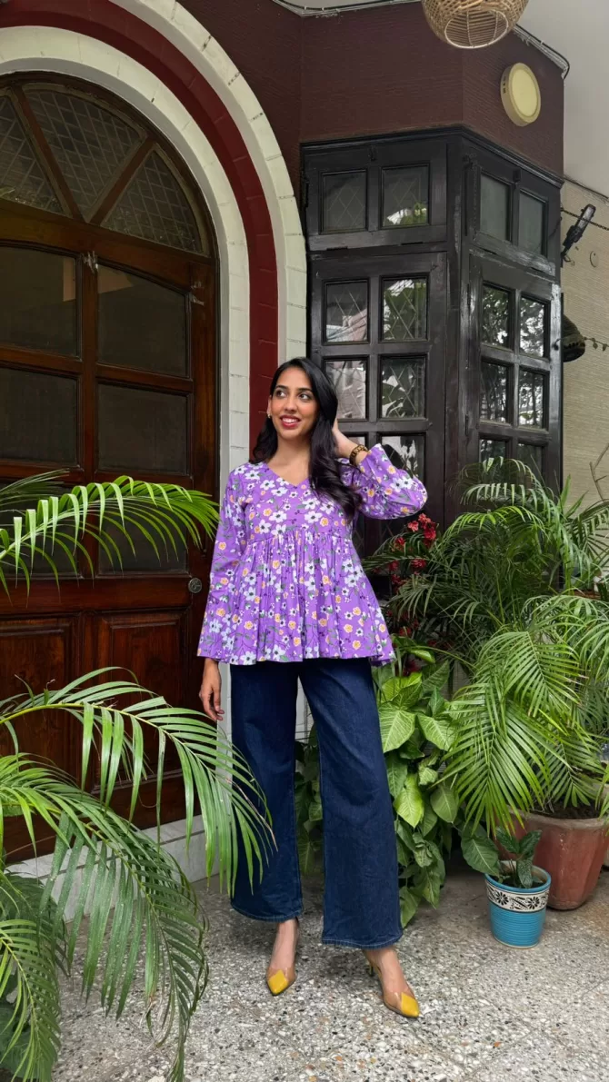 Dahlia Cotton Tunic - Purple
