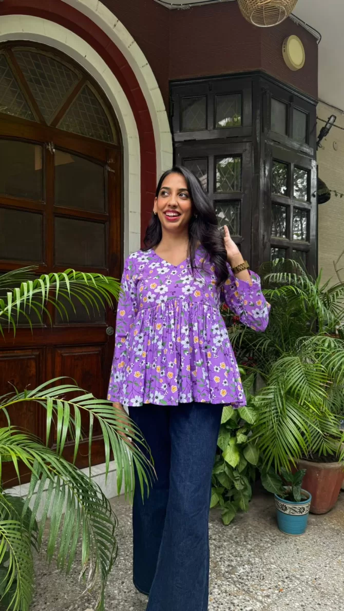 Dahlia Cotton Tunic - Purple