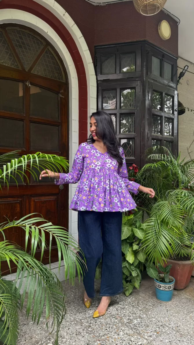 Dahlia Cotton Tunic - Purple