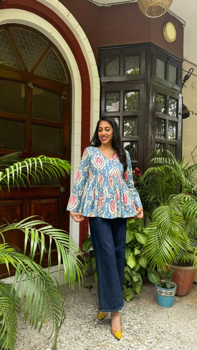 Dahlia Cotton Tunic - Blue