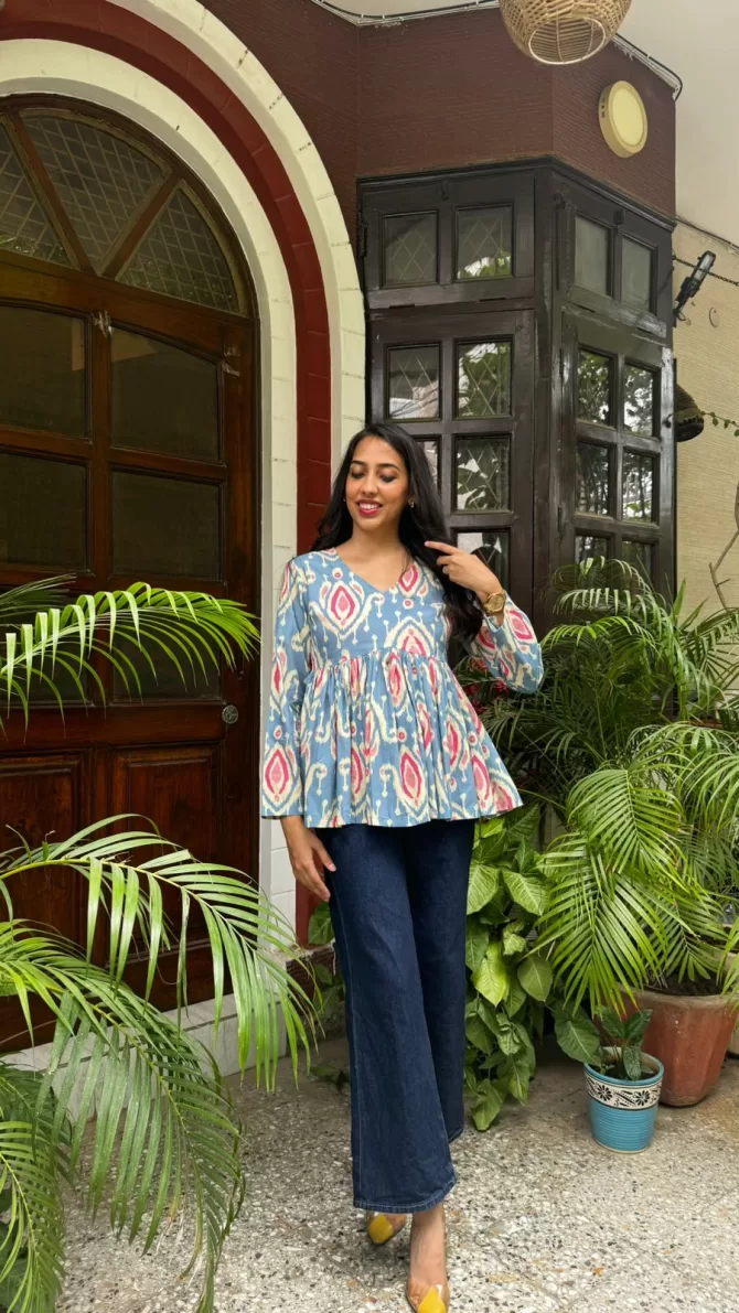 Dahlia Cotton Tunic - Blue