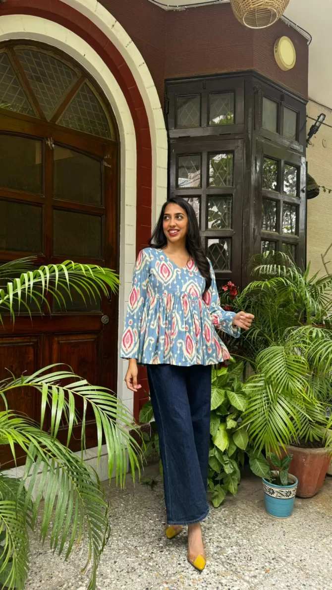 Dahlia Cotton Tunic - Blue