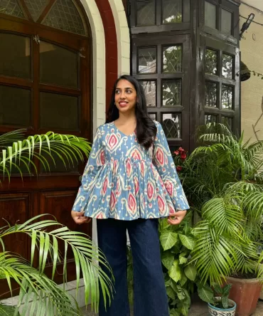 Dahlia Cotton Tunic – Blue 2