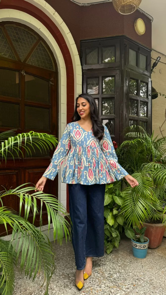 Dahlia Cotton Tunic - Blue