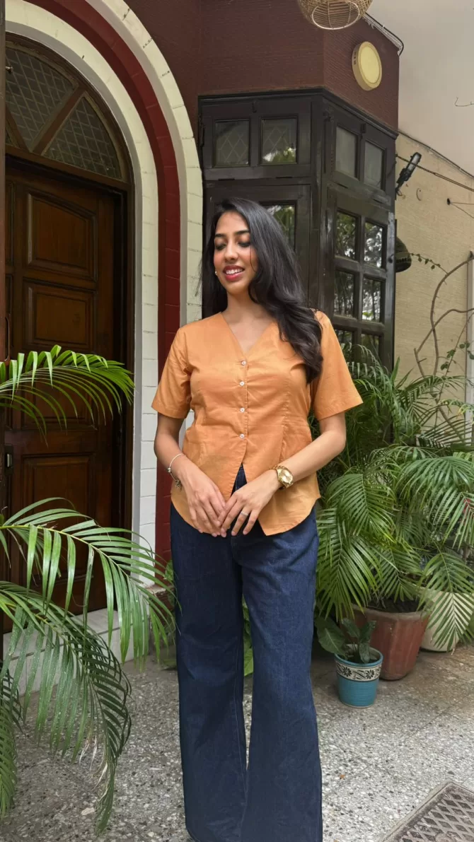 Sleeved Cotton Waistcoat - Beige