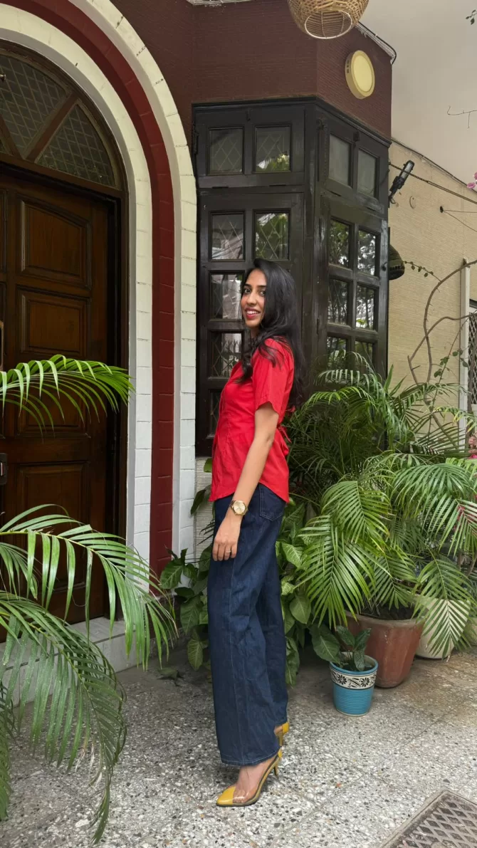 Sleeved Cotton Waistcoat - Rust Red