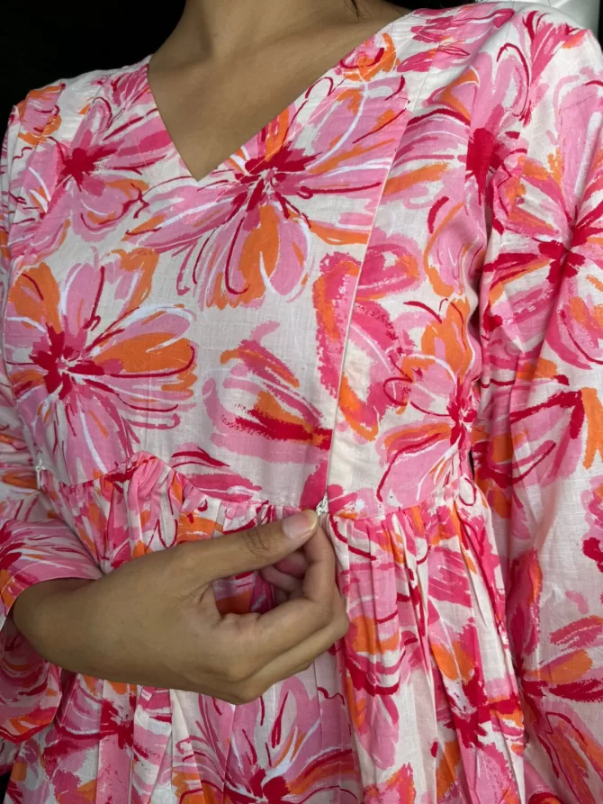 Maternity Dahlia Cotton Tunic - Pink