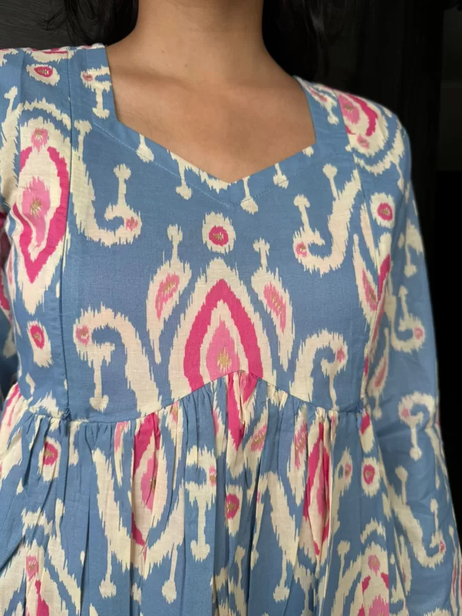 Maternity Dahlia Cotton Tunic - Blue