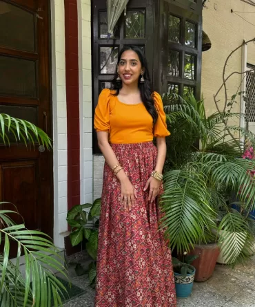 Noor Flared Cotton Skirt – Red Maroon (Premium Collection) 2