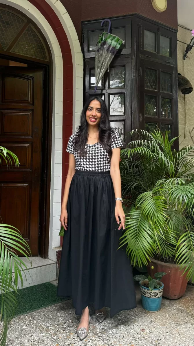 Babe Solid Cotton Skirt - Black (Premium Collection)