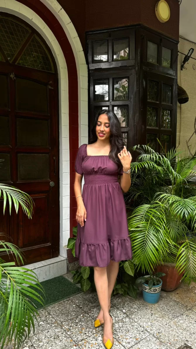 Muse Smocked Dress - Wine