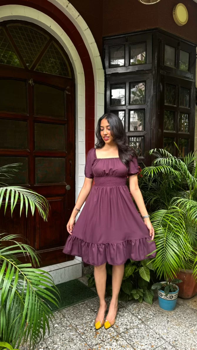 Muse Smocked Dress - Wine