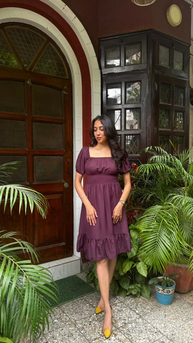 Muse Smocked Dress - Wine
