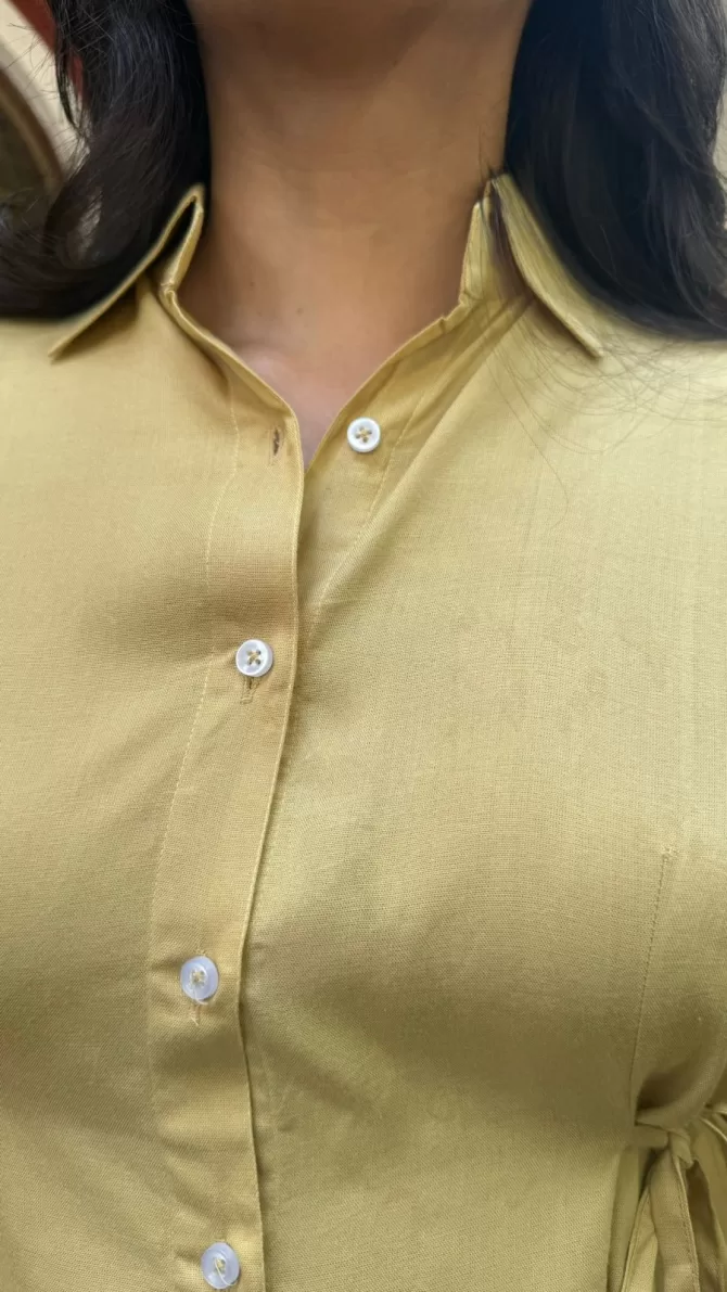 Everyday Charm Tie Up Shirt - Beige (Premium Collection)