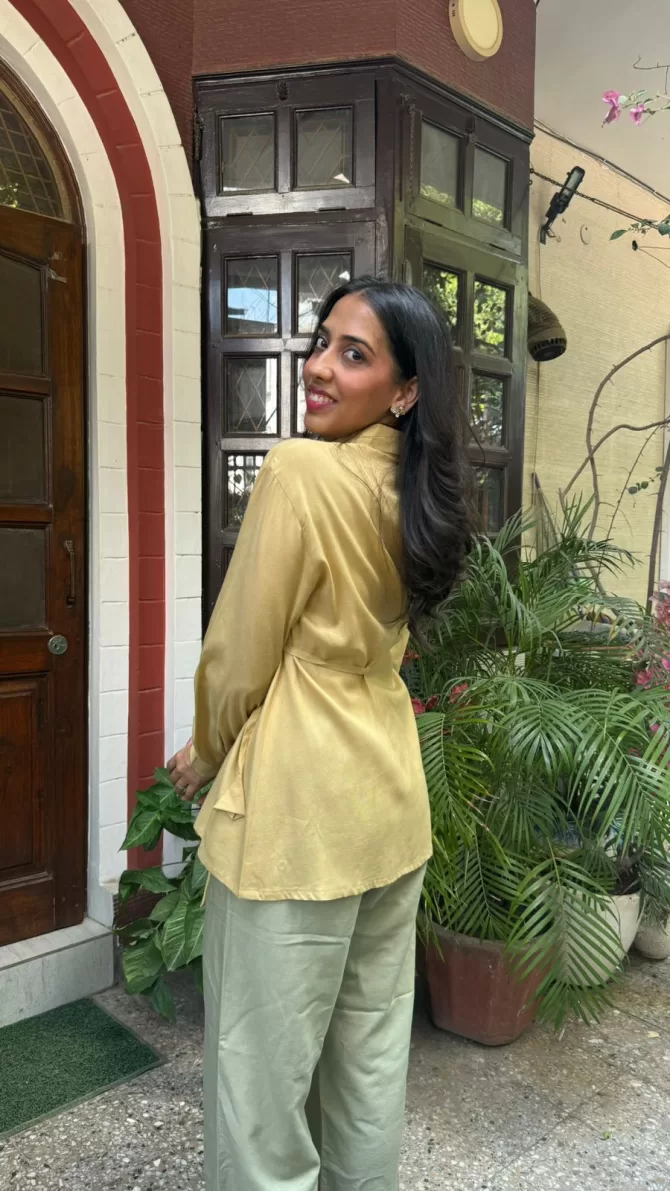 Everyday Charm Tie Up Shirt - Beige (Premium Collection)
