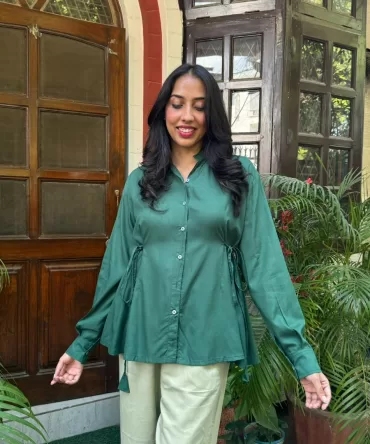 Everyday Charm Tie Up Shirt – Green (Premium Collection)