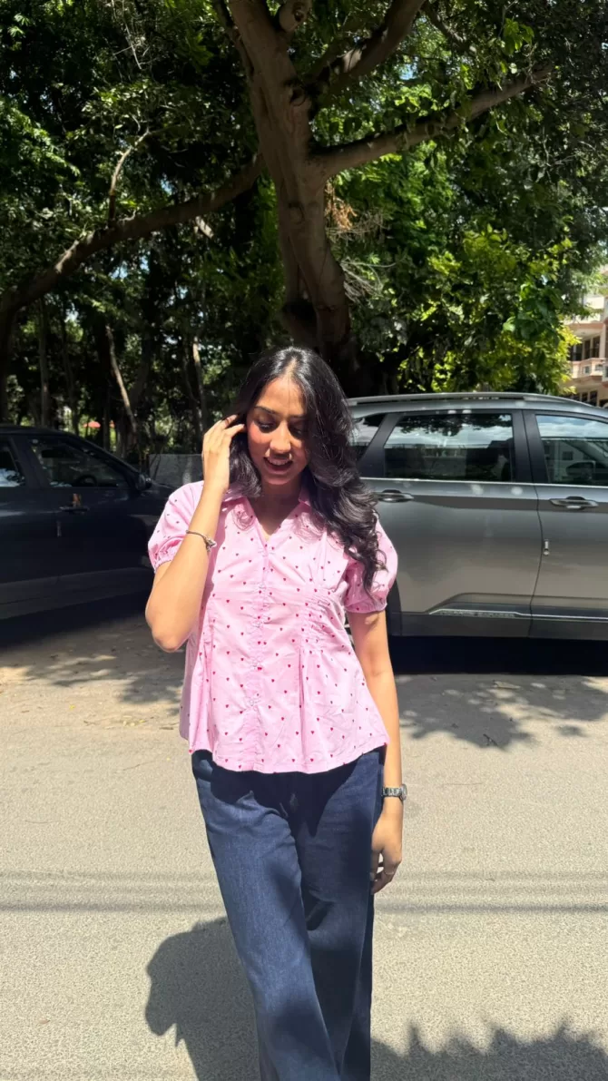 Wild Flower Cotton Shirt (With Sleeve) - Pink (Premium Collection)