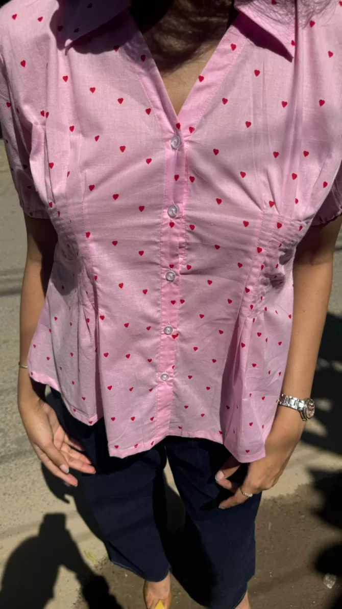 Wild Flower Cotton Shirt (With Sleeve) - Pink (Premium Collection)