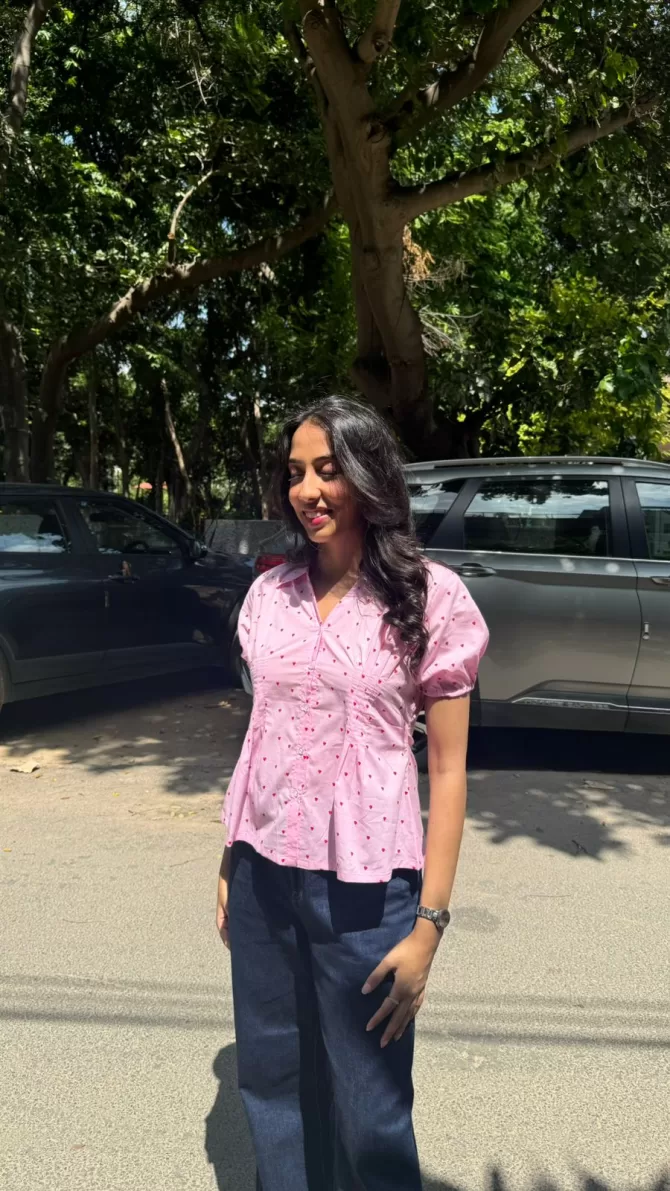 Wild Flower Cotton Shirt (With Sleeve) - Pink (Premium Collection)