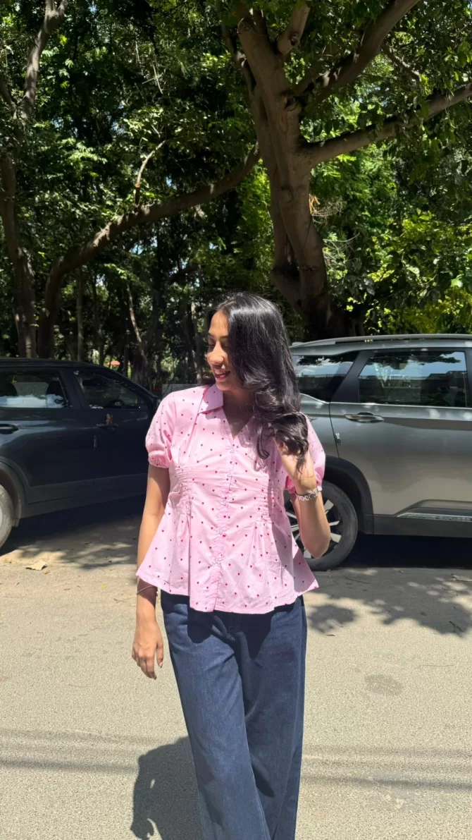 Wild Flower Cotton Shirt (With Sleeve) - Pink (Premium Collection)