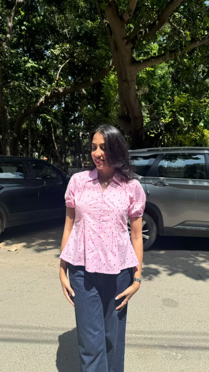Wild Flower Cotton Shirt (With Sleeve) - Pink (Premium Collection)